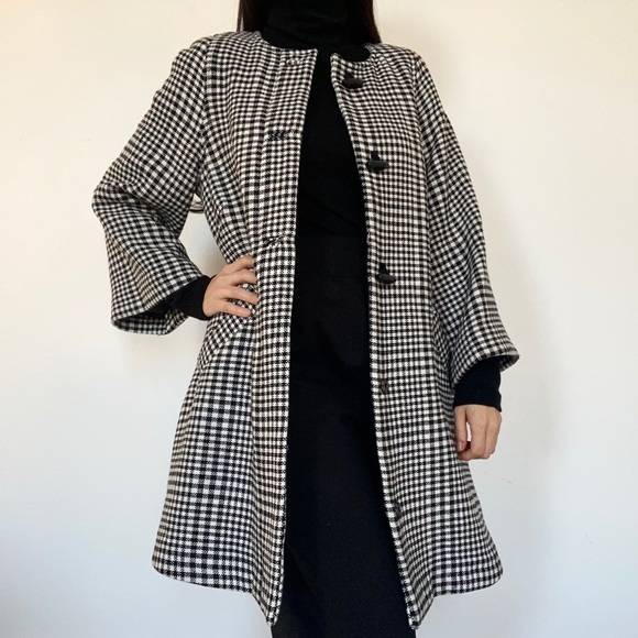 H&M Houndstooth mod bell sleeve coat size 4 - Picture 3 of 7